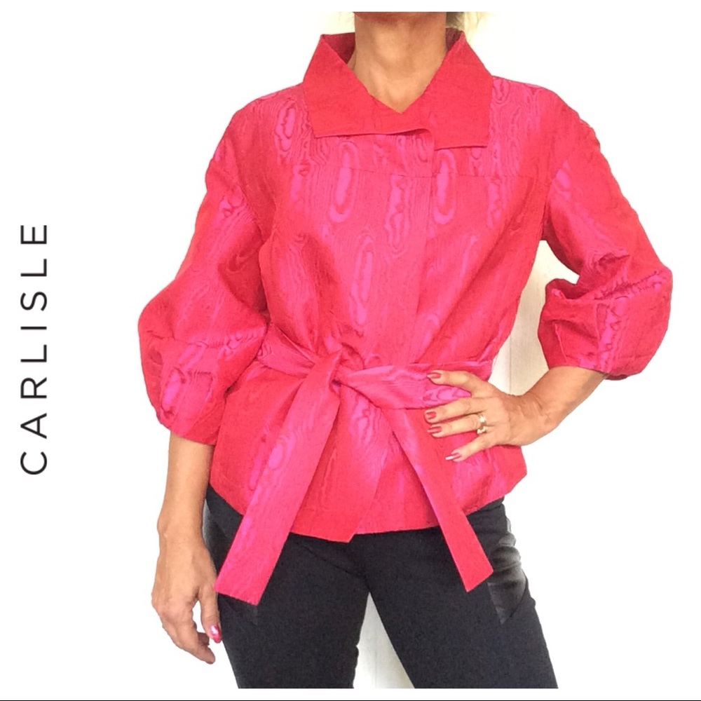 CARLISLE RED SILK COCKTAIL JACKET SIZE 8